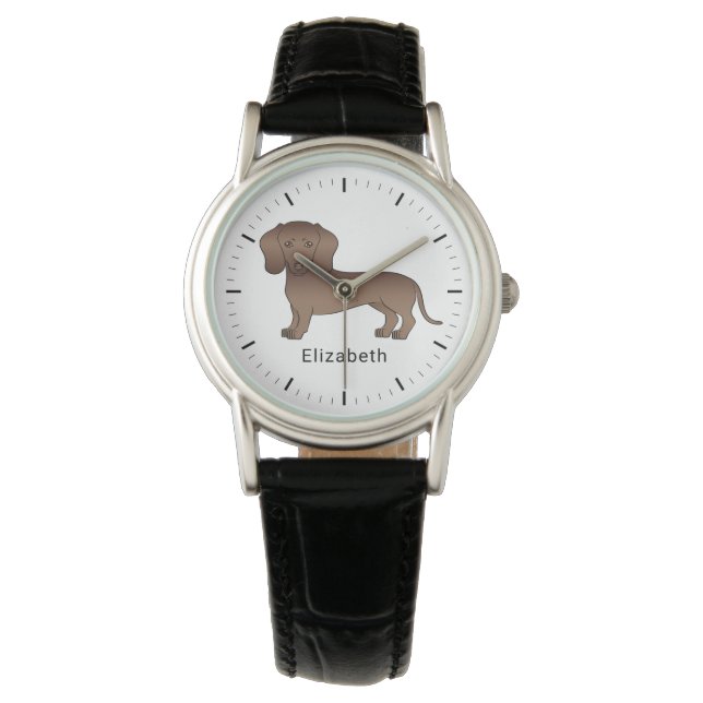 Montre Chocolat Cheveux Courte Dachshund Dessin Chien et  (devant)