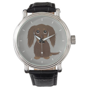 Montre Chocolat mignon à poil long Dachshund Wiener Chien