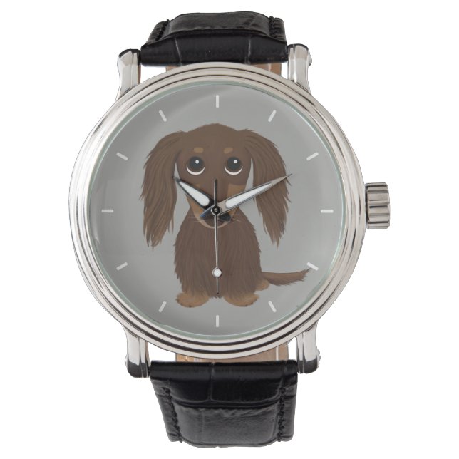 Montre Chocolat mignon à poil long Dachshund Wiener Chien (devant)