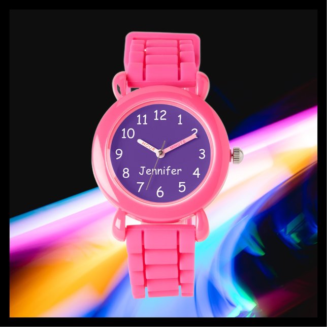 Montre CHOISISSEZ VOS COULEURS, Nom, Enfants Poignet rose (Créateur téléchargé)