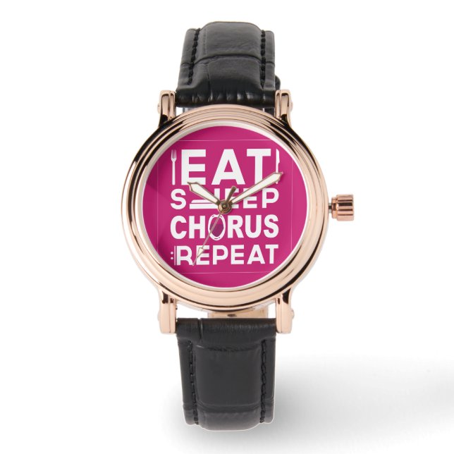Montre Chorus de sommeil rose chaud Répétition Bloc (Recto)