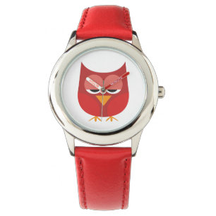Montre Chouette Cartoon Rouge Et Jaune