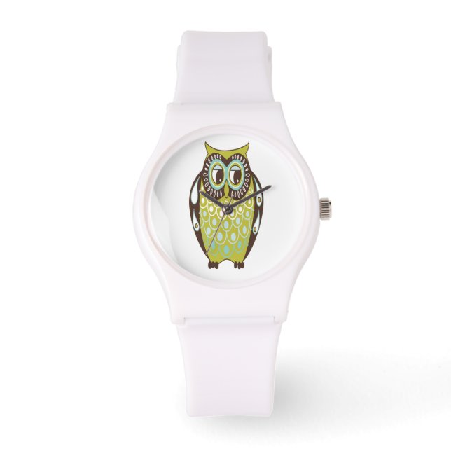 Montre Chouette de Hoot vert olive (Recto)