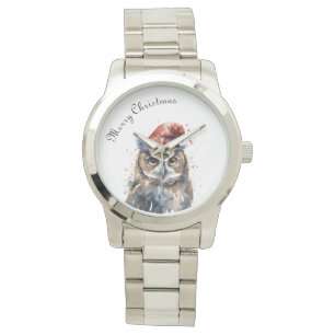 Montre Chouette d'hiver enchantée, personnalisée