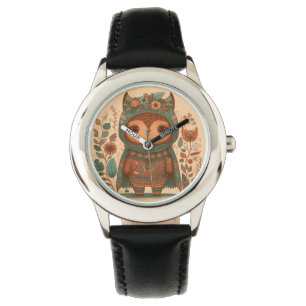 Montre Chouette florale de mûre boho