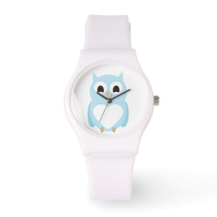 Montre Chouette tamisée au coeur bleu lunaire