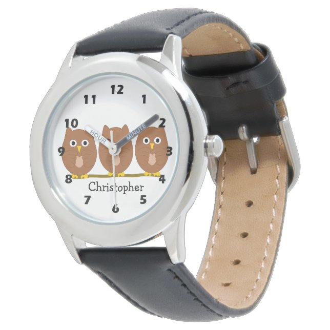 Montre Chouettes Brown personnalisées (Incliné)