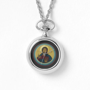 Montre Christ Pantocrator byzantin Mosaïque d'art ronde