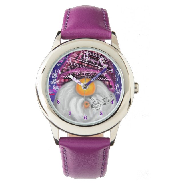 Montre Christmas Watch Cadeau Musique Gnome En Casquette  (devant)