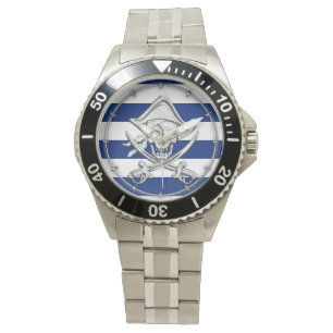 Montre Chrome comme Pirate sur les rayures de marine