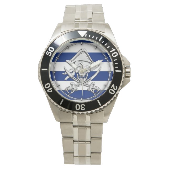 Montre Chrome comme Pirate sur les rayures de marine (devant)