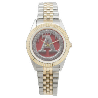 Montre Chrome Drip Lettre A Monogramme Icône Paillettes