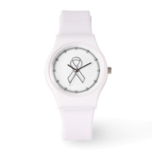 Montre Chrome Style White Ribbon Awareness