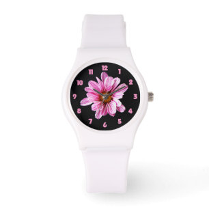 Montre Chrysanthemum Flower Gras Chiffres roses Les femme