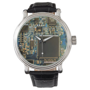 Montre Circuit imprimé bleu macro Photo de PCB