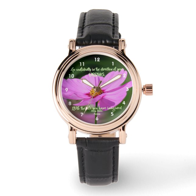 Montre Citation Dreams Cosmos Flower Inspirational (Recto)