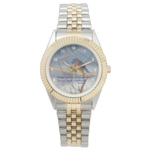 Montre Citation inspirée de la paix du Bouddha bleu d'hi