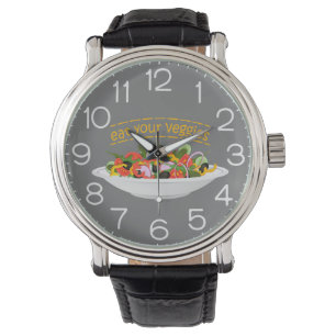 Montre Citation Mangez Vos Légumes bol de mélange de sala