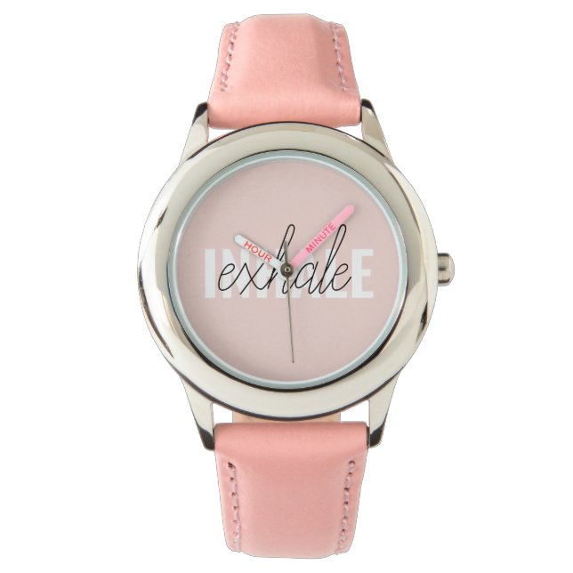 Montre Citation moderne Pastel Pink Inhale Exhale (devant)