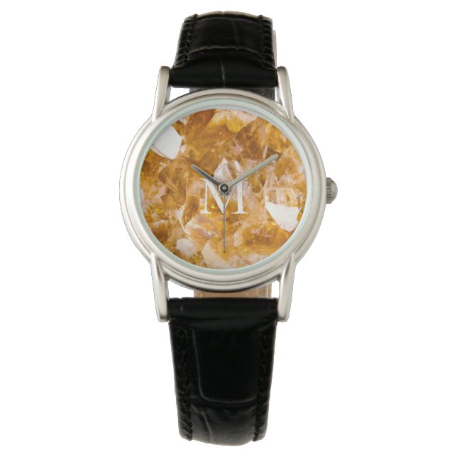 Montre Citrine Birthstone Monogramme Nom personnalisé (devant)