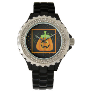 Montre Citrouille fantaisie de Halloween sur le noir