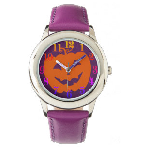 Montre Citrouille orange d'Halloween sur Arrière - plan v