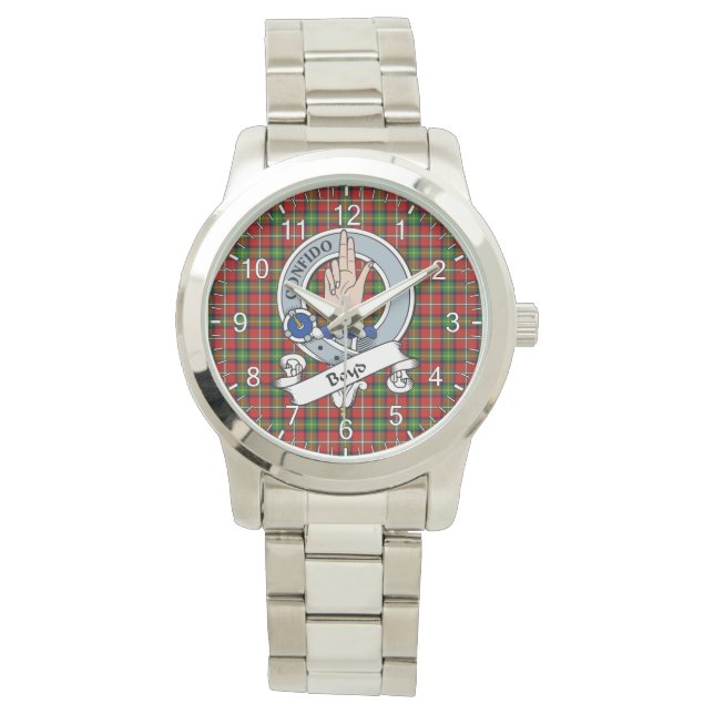 Montre Clan classique intemporel Boyd Badge Tartan Plaid  (devant)