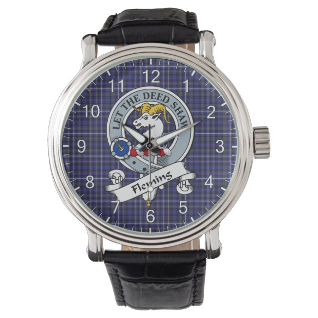 Montre Clan classique sans temps Fleming Badge Tartan Wat (devant)