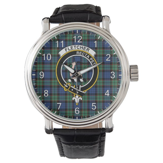 Montre Clan classique sans temps Fletcher Tartan Badge Pl (devant)