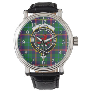 Montre Clan Classique Sans Temps Jeune Tartan Badge Plaid