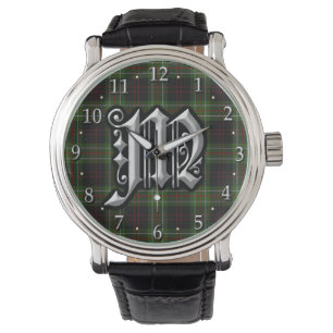 Montre Clan MacDiarmid Lettre M Monogram Chasse Tartan