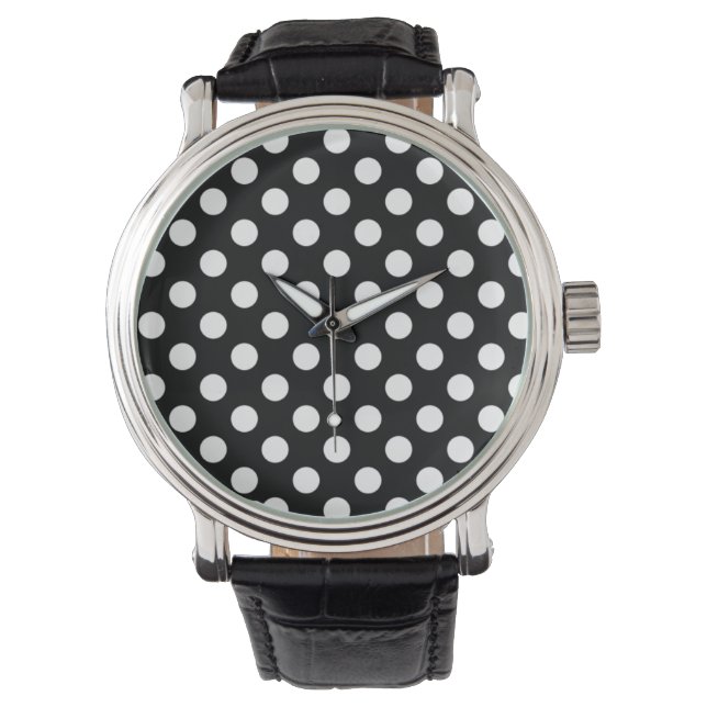 Montre Classic noir et blanc Polka Dot Watch (devant)