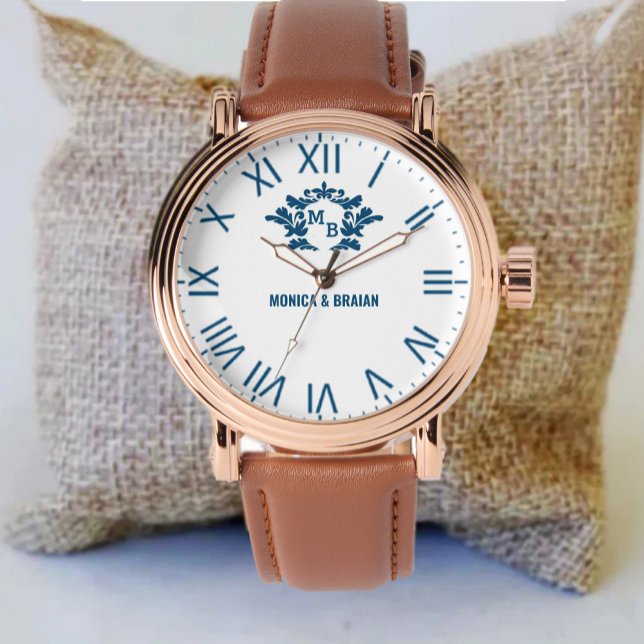 Montre Classic Roman Numeral Personalized Custom  Wedding (Créateur téléchargé)