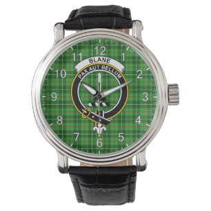 Montre Classique Insigne de Tartan Clan Blane Imprimé Éte
