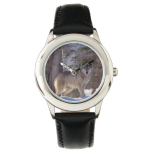 Montre classique pour enfants/Loup sauvage