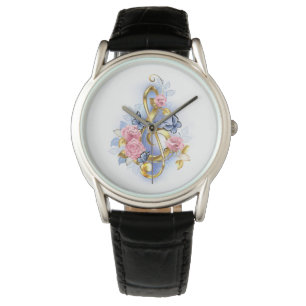 Montre Clé de fer avec roses roses roses