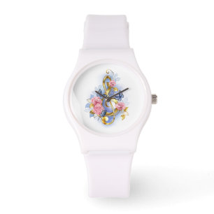 Montre Clé de fer avec roses roses roses