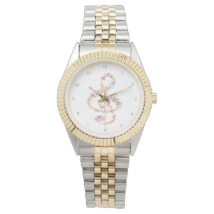 Montre clé de sol musique fleurs aquarelle