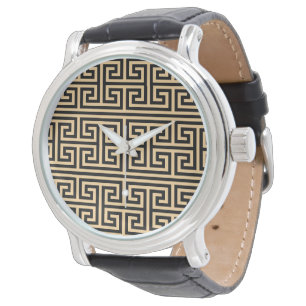 Montre Clé Méandre Grecque Carré Motif H Marron