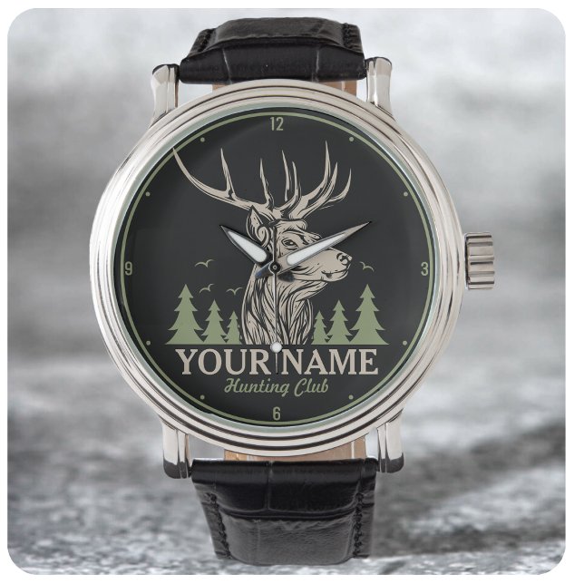 Montre Club de chasse personnalisé Hunter Deer Elk Antler (Créateur téléchargé)