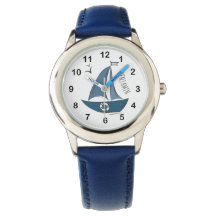Coastal Nautical Blue Sailboat & Custom Name