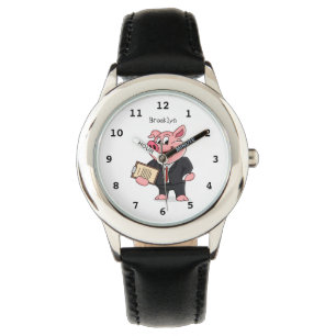 Montre Cochon amusant en costume d'affaires dessin animé