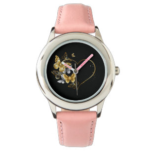 Montre Coeur aux papillons d'or