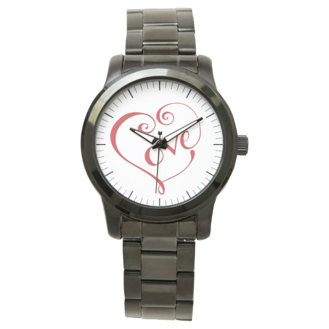 Montre Coeur d'Amour Lettré à la main en rouge (devant)
