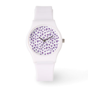 Montre Coeur d'aquarelle pourpre