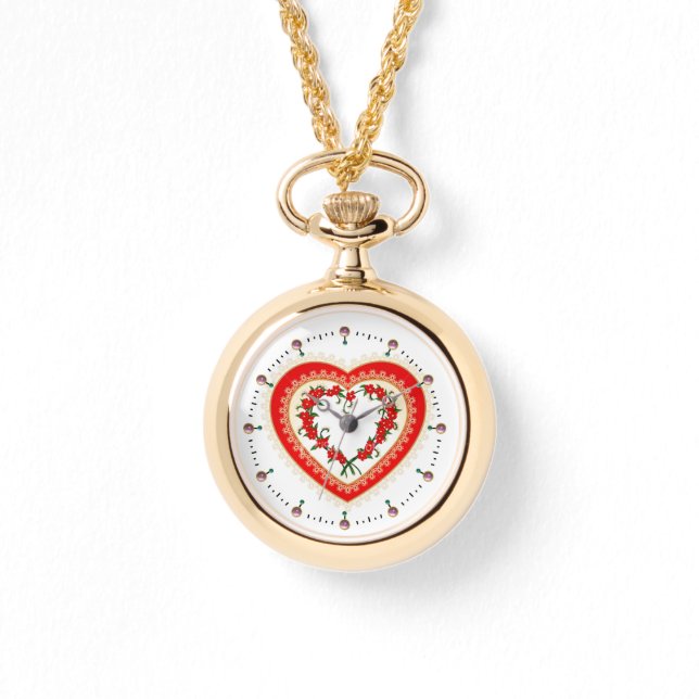 MONTRE COEUR DE LACE AVEC FLEURS ROUGES (Recto)