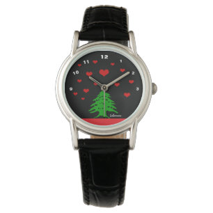 Montre Coeur du Liban & drapeau libanais / Amour
