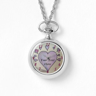 Montre coeur et petit coeur violet peinture romantique