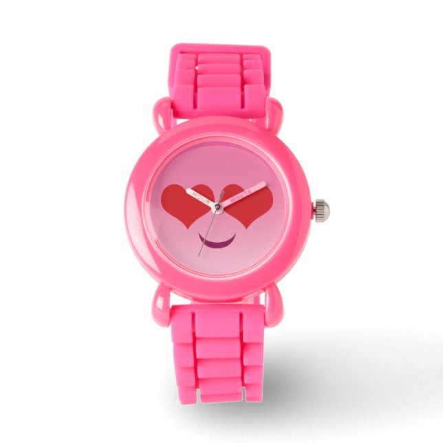 Montre Coeur mignon pour les yeux Pink emoji (Recto)
