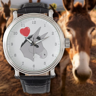 Montre Coeur rouge mignon tête d'âne